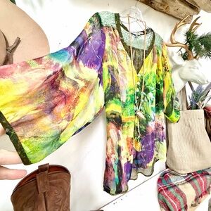 Anthropologie Figueroa @ Flower boho blouse w shabby chic feminine vibe